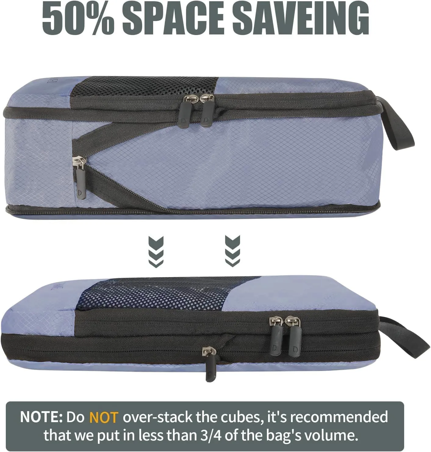 Compression Packing Cubes for Travel, Space Saving Vacation Travel Essentials, Accessories for Suitcase Organizer Bags Set, Durable Luggage Organizer Bags (grey)