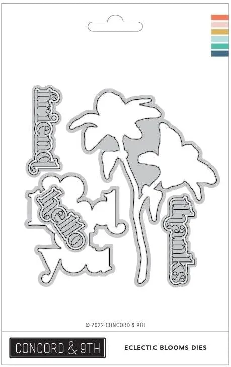 Concord & 9th - 8 Metal Die Cut of Flowers and Sayings - Eclectic Blooms Dies - for Cardmaking - Thank You Card - Happy Birthday - Graduation Card