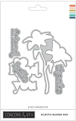 Concord & 9th - 8 Metal Die Cut of Flowers and Sayings - Eclectic Blooms Dies - for Cardmaking - Thank You Card - Happy Birthday - Graduation Card