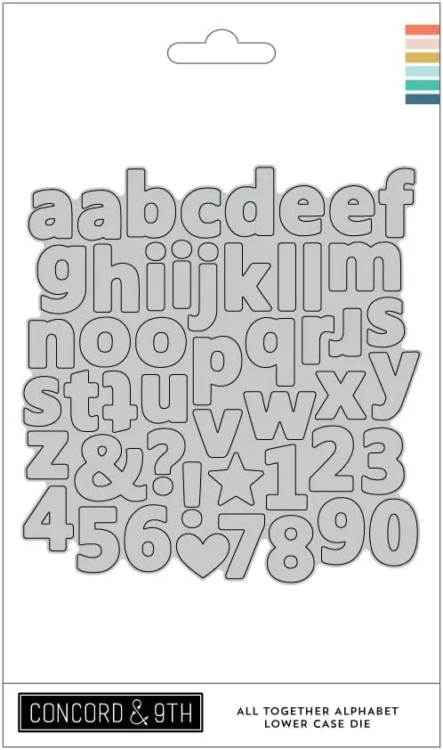 Concord & 9th All Together Alphabet Lowercase Die - 1 Metal Die Cut of Letters, Numbers & Symbols - Versatile for DIY Cardmaking and Paper Crafting