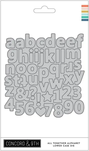 Concord & 9th All Together Alphabet Lowercase Die - 1 Metal Die Cut of Letters, Numbers & Symbols - Versatile for DIY Cardmaking and Paper Crafting