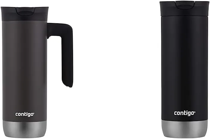Contigo Superior 2.0 Stainless Steel Travel Mug with Handle and Leak-Proof Lid & Huron Vacuum-Insulated Stainless Steel Travel Mug with Leak-Proof Lid, Sake