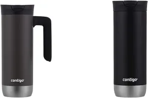 Contigo Superior 2.0 Stainless Steel Travel Mug with Handle and Leak-Proof Lid & Huron Vacuum-Insulated Stainless Steel Travel Mug with Leak-Proof Lid, Sake
