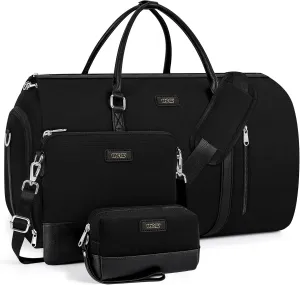 Convertible Garment Duffel Bag for Travel - Carry On Garment Bags With Toiletry Bag Large Weekender Bag for Men Women 2 in 1 Hanging Suitcase Suit Travel Duffel Overnight Bags 4pcs Set