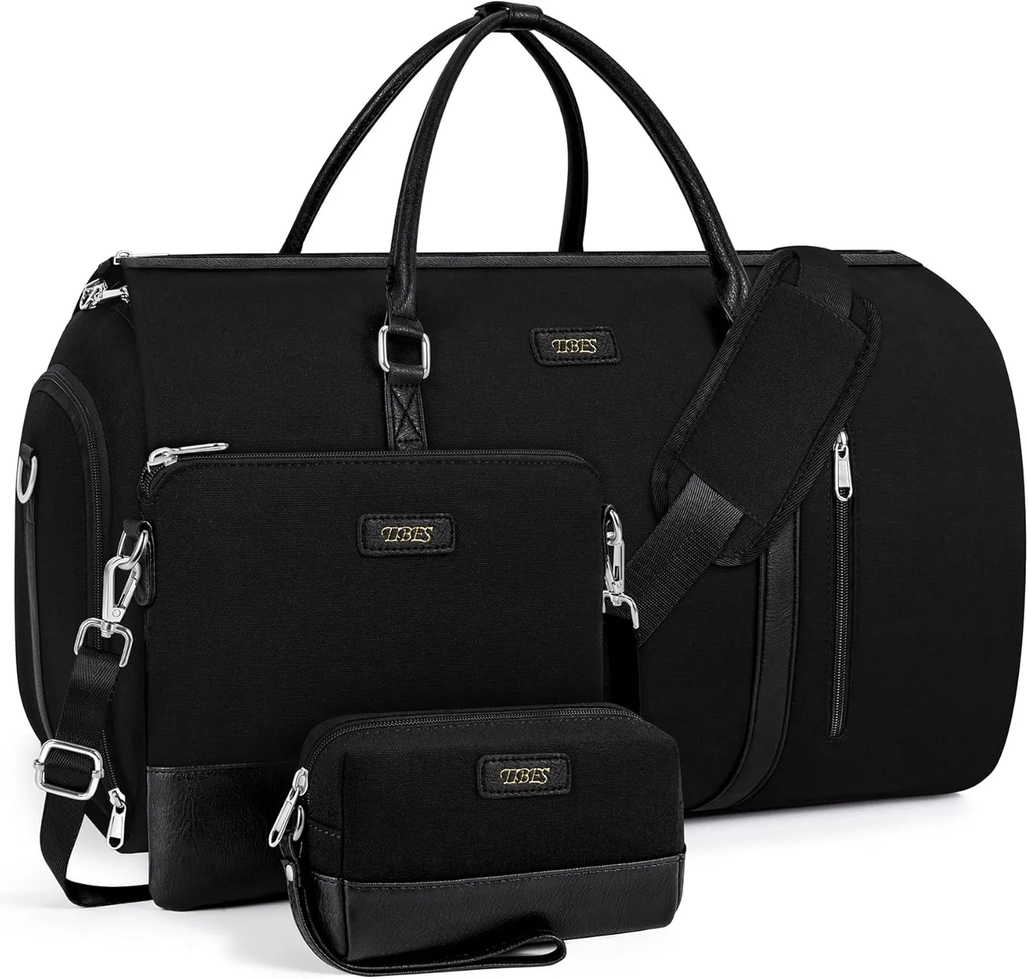 Convertible Garment Duffel Bag for Travel - Carry On Garment Bags With Toiletry Bag Large Weekender Bag for Men Women 2 in 1 Hanging Suitcase Suit Travel Duffel Overnight Bags 4pcs Set