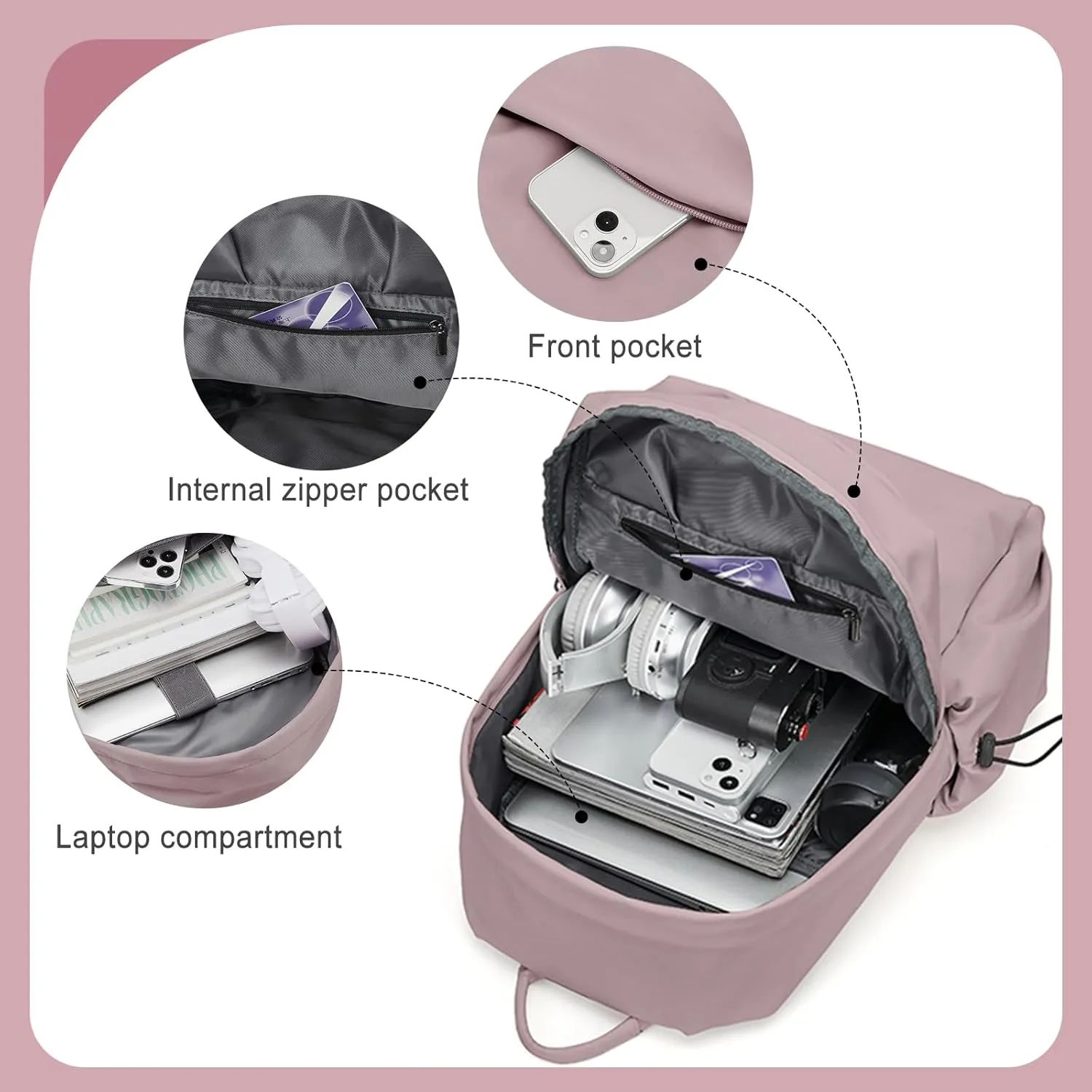 coofay Casual Backpack College Backpack Travel Backpack, Large, A-purple