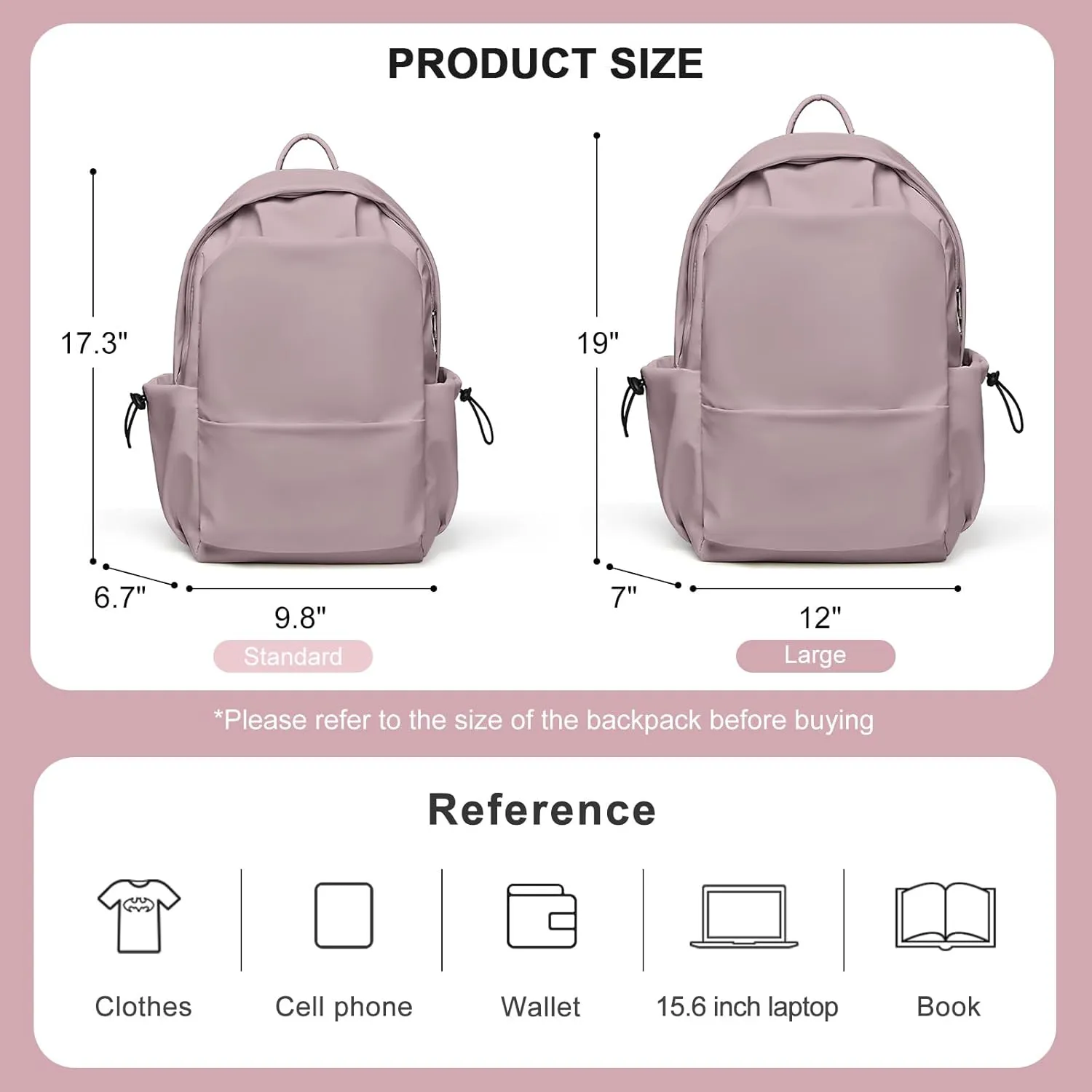 coofay Casual Backpack College Backpack Travel Backpack, Large, A-purple