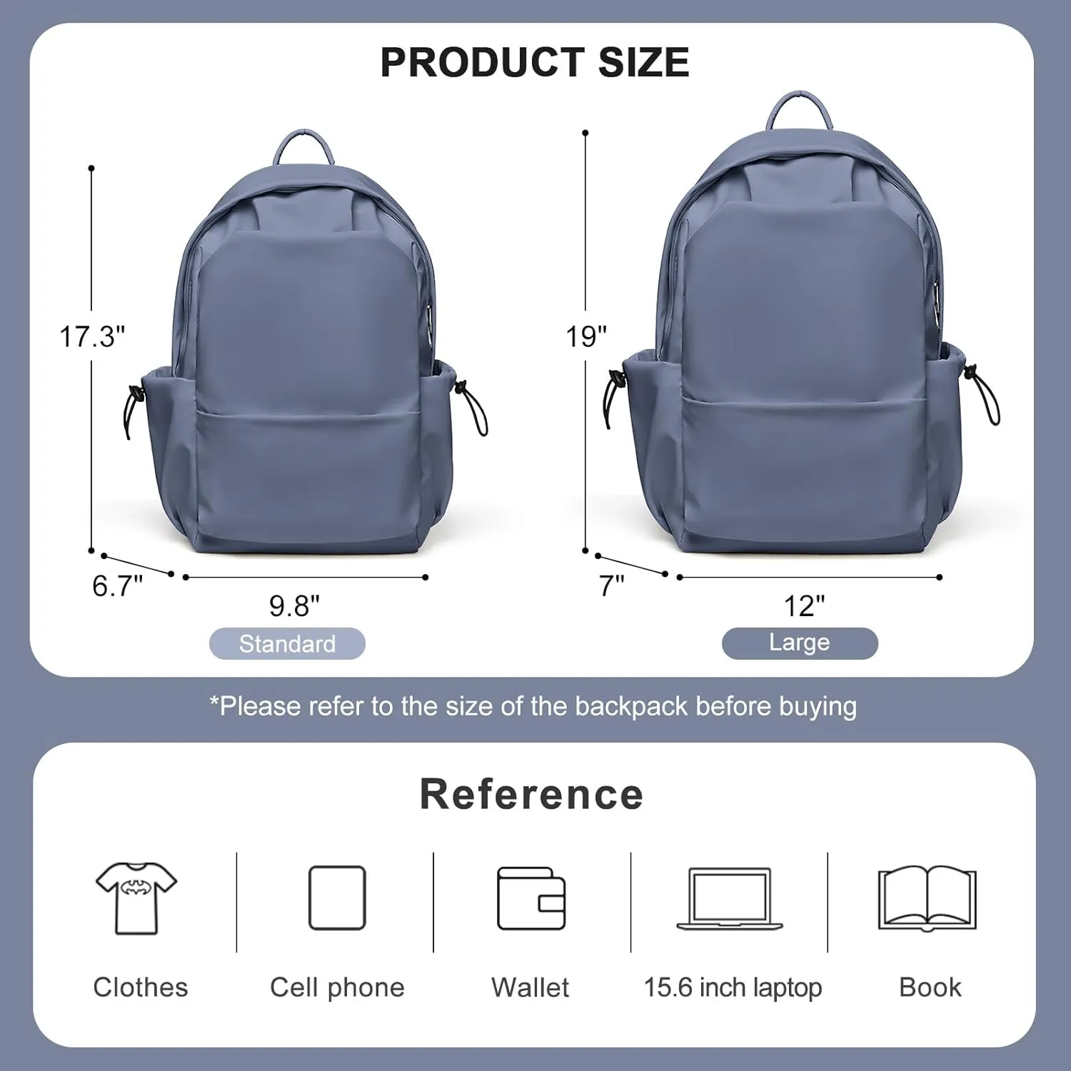 Coofay Casual Backpack - Large, A-Purplish Blue