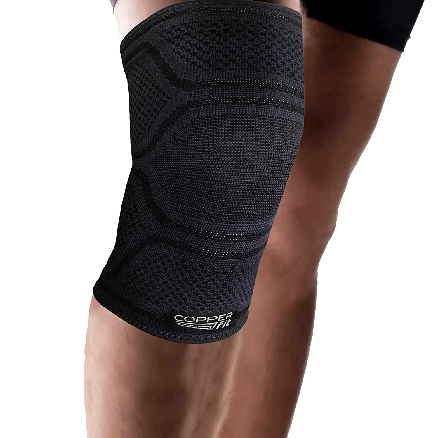 Copper Fit Elite Knee Compression Sleeve Knee Brace 2-Pack, Black (Large/X-Large, 16''-20''),2.0 Count