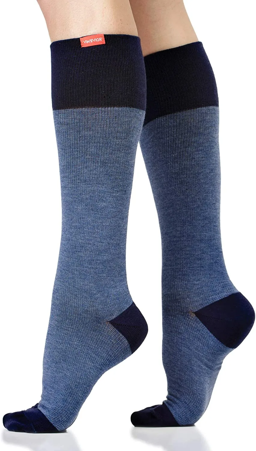 Cotton 15-20 mmHg Compress Socks in Heathered Navy