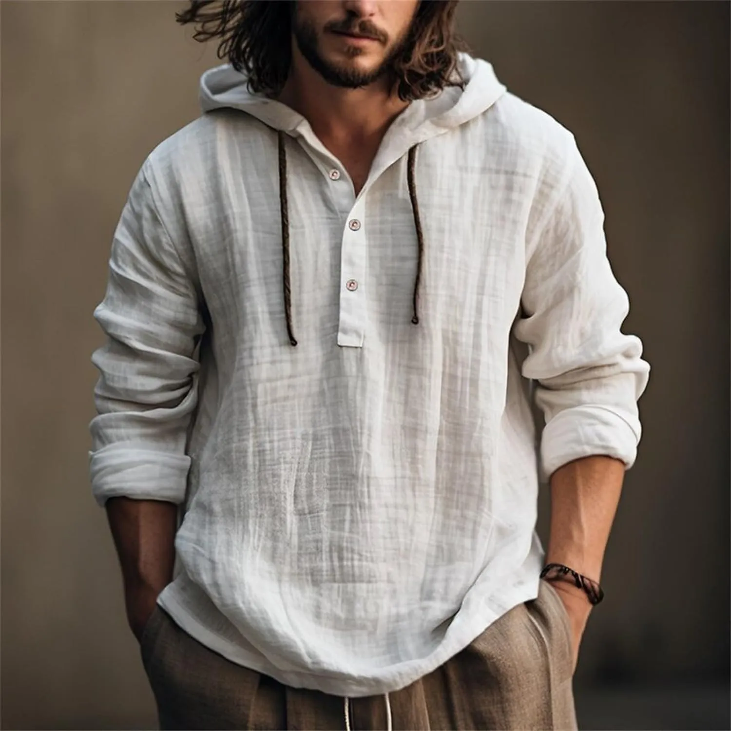 Cotton Hoodie Men Long Sleeve Summer Button Up Hooded Beach Fashion V Neck Dry Fit Tops Oversized Stylish Holiday Shirts