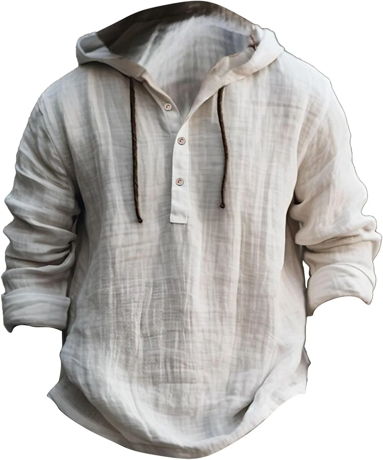 Cotton Hoodie Men Long Sleeve Summer Button Up Hooded Beach Fashion V Neck Dry Fit Tops Oversized Stylish Holiday Shirts