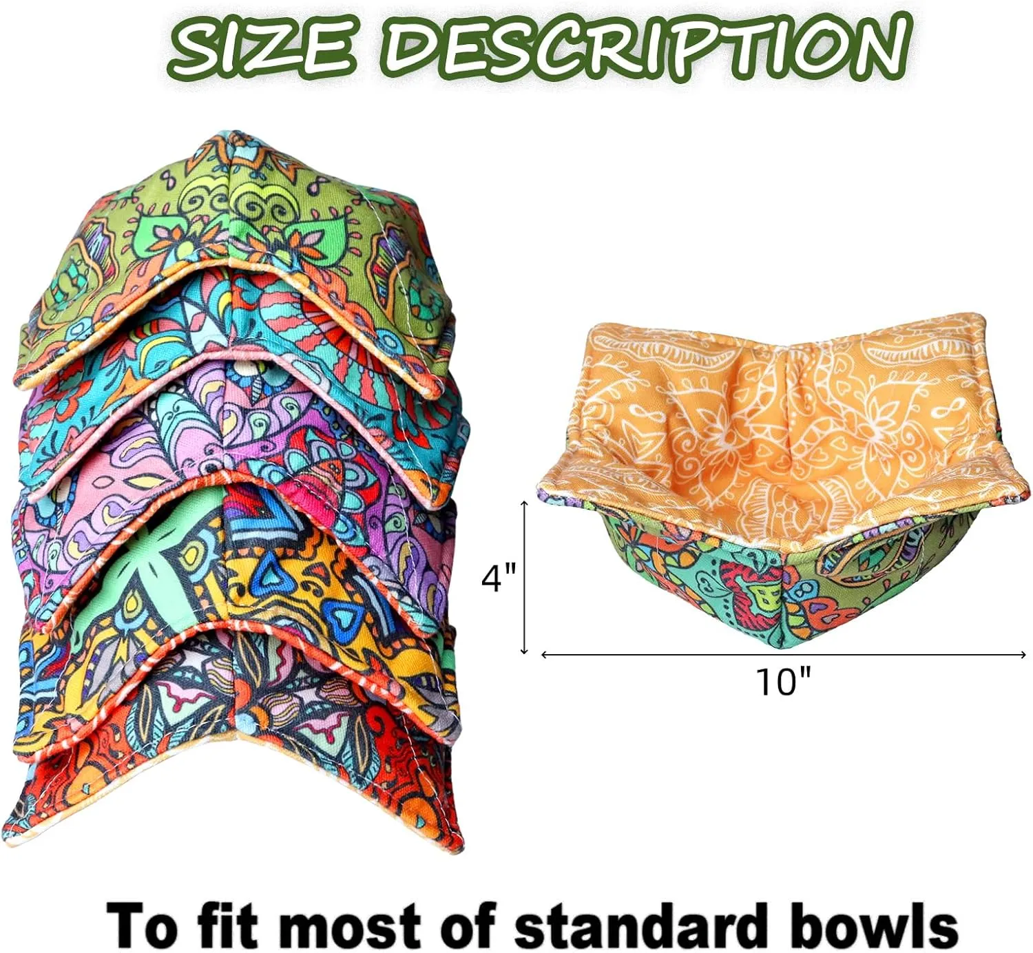 Cotton Microwave Bowl Cozy Holders, Microwave Safe Hot bowl Holders, bowl Snuggies, Soup Bowl Cozy (Mandala)