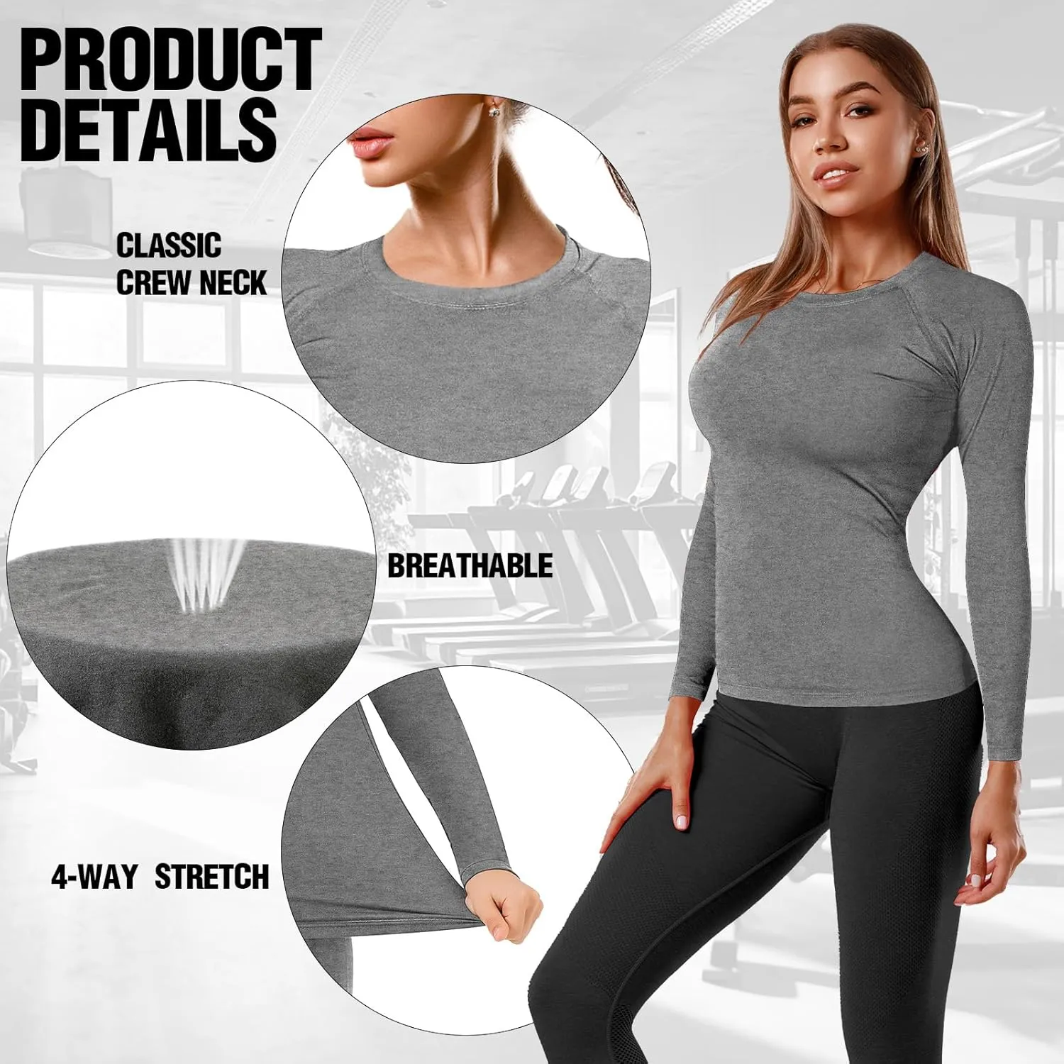 Coume 4 Pack Women's Compression Shirts Dry Fit Long/Short Sleeve Workout T-Shirt Athletic Top Baselayer Sport Yoga Gym Gear