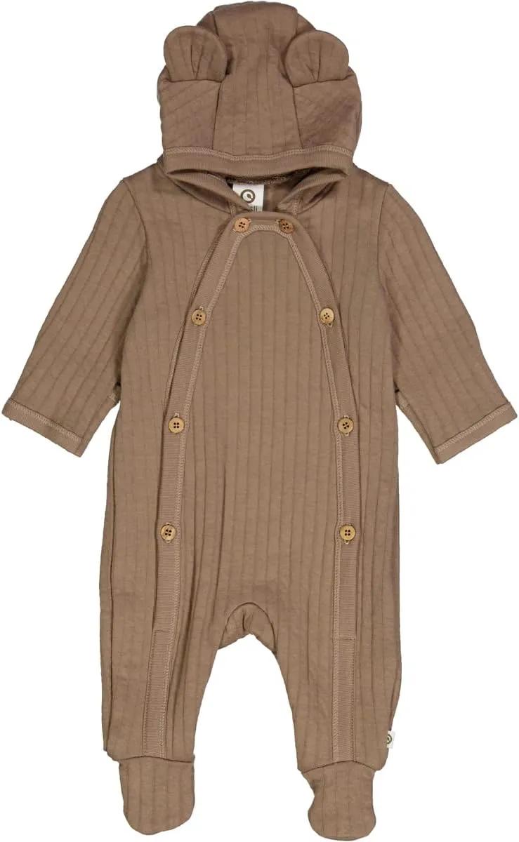 Cozy Cotton Quilt Baby Suit with Feet & Hood | Cotton Suit with Front Button Closure, Perfect for Short Trips
