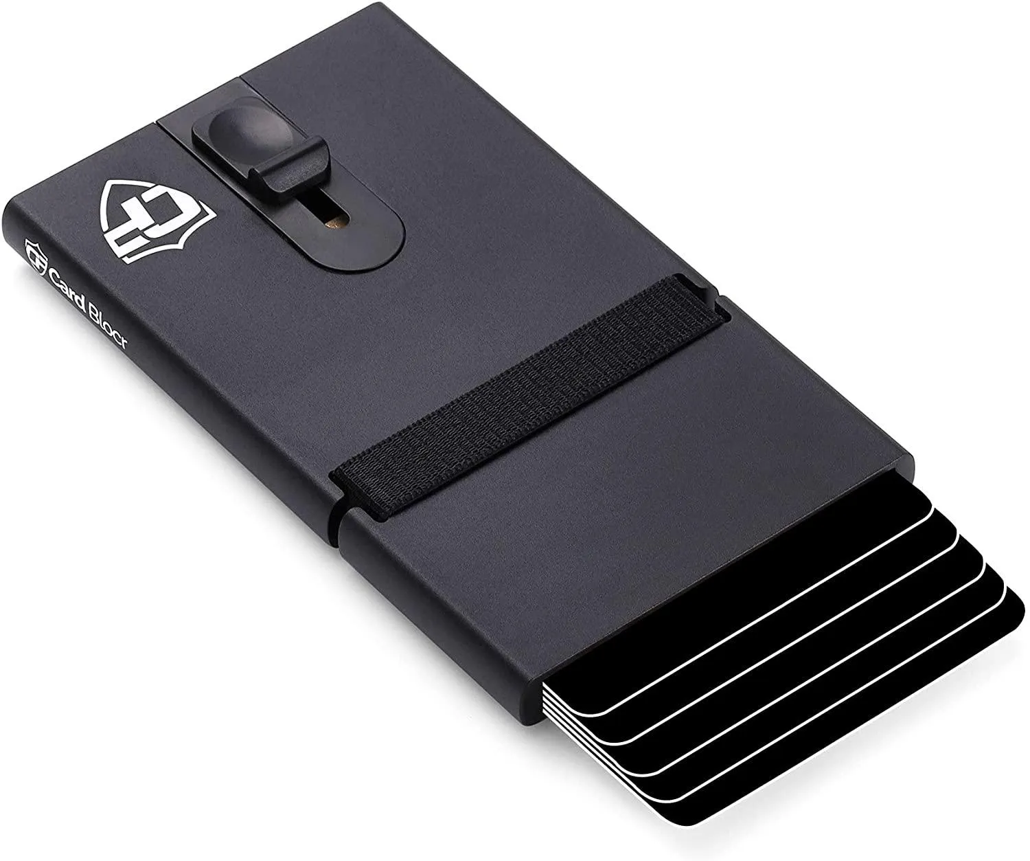 Credit Card Pop Up Wallet RFID Blocking Slim Minimalist Holder (Black Leather)
