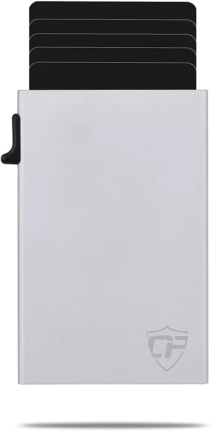 Credit Card Pop Up Wallet RFID Blocking Slim Minimalist Holder (Black Leather)
