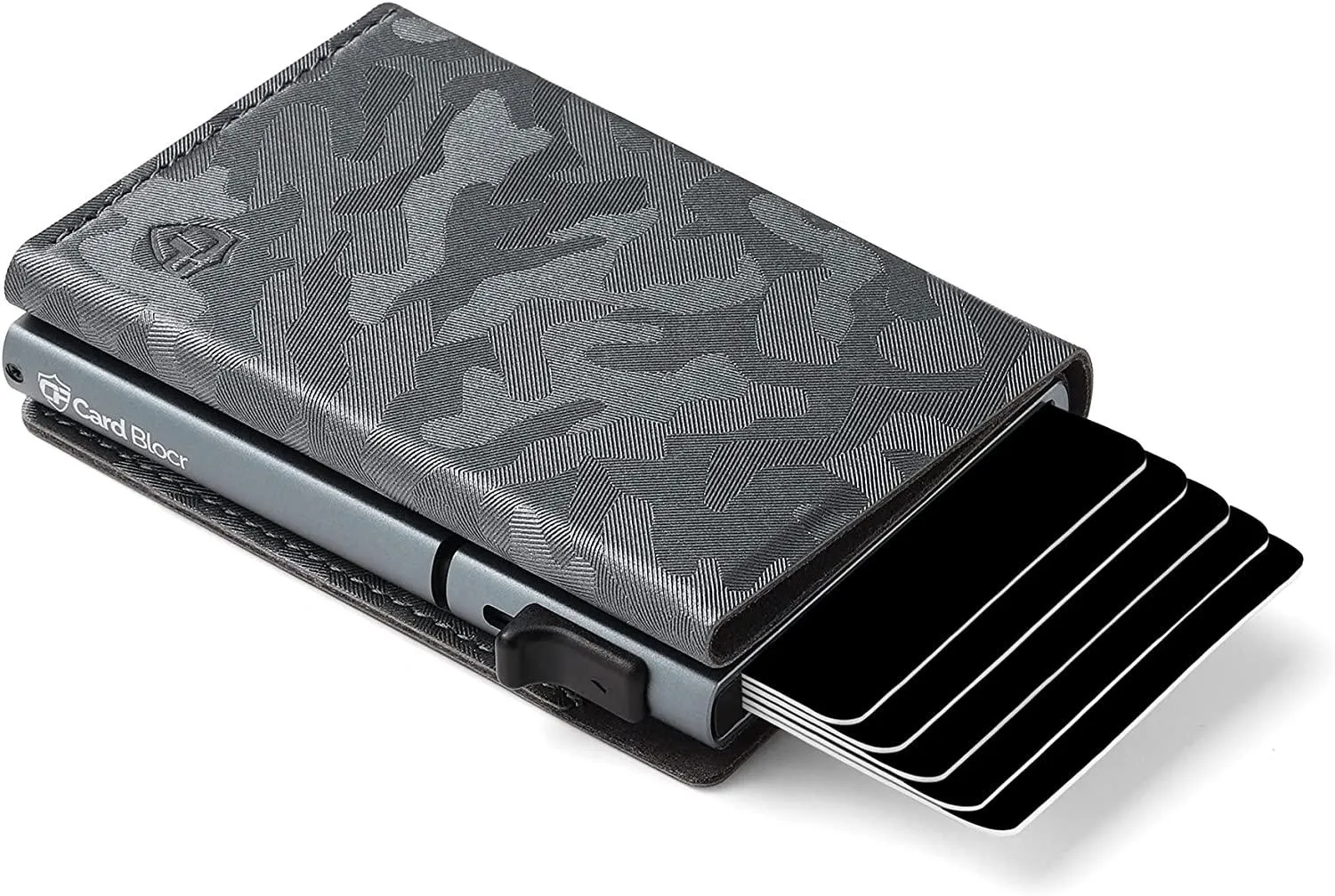 Credit Card Pop Up Wallet RFID Blocking Slim Minimalist Holder (Black Leather)