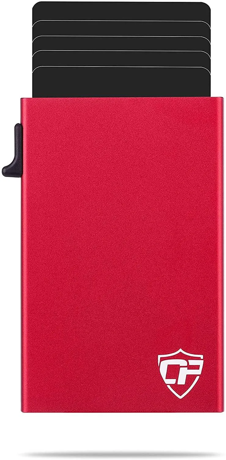 Credit Card Pop Up Wallet RFID Blocking Slim Minimalist Holder (Black Leather)