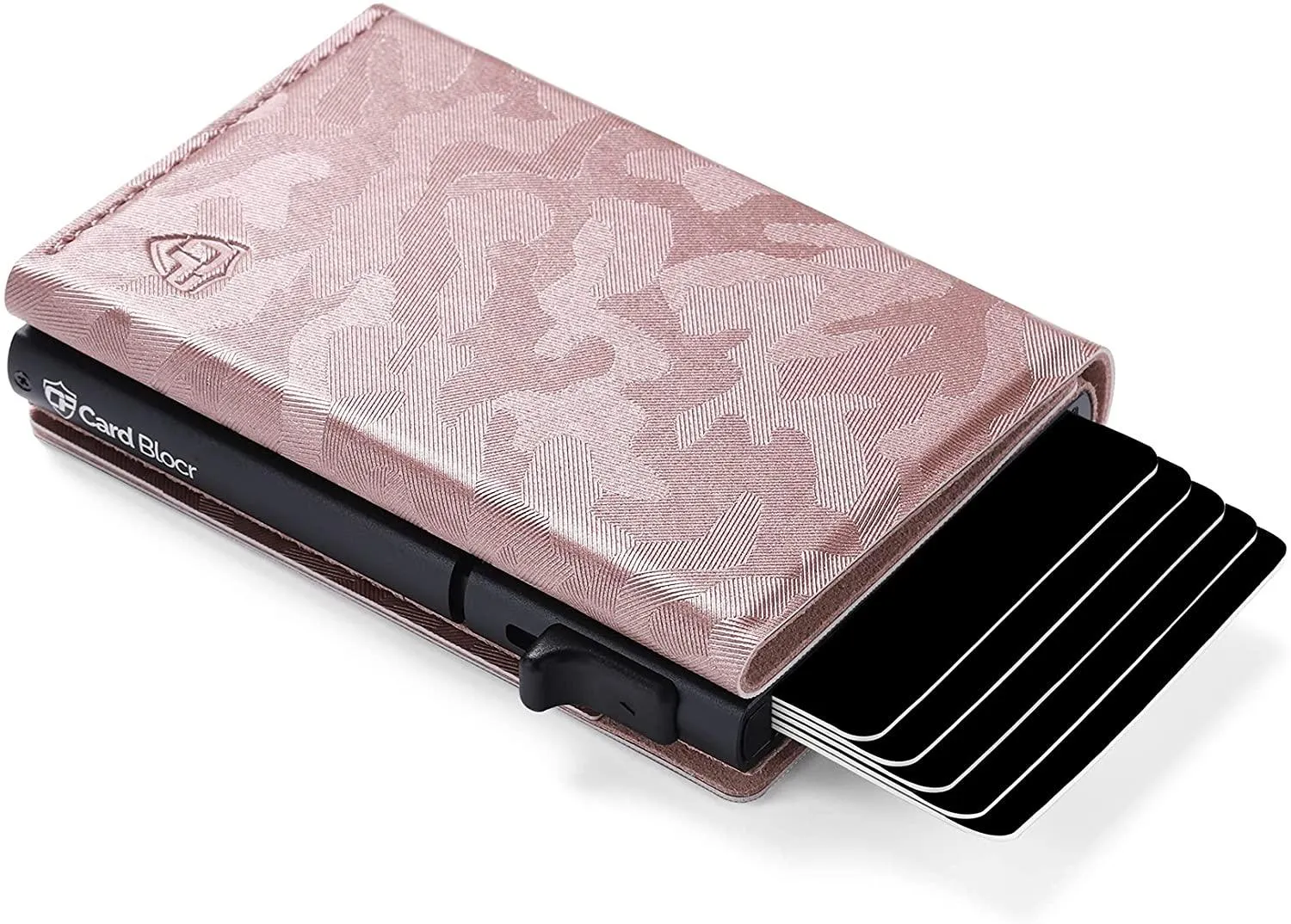 Credit Card Pop Up Wallet RFID Blocking Slim Minimalist Holder (Black Leather)