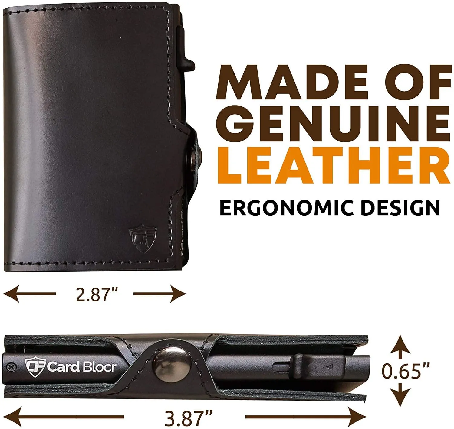 Credit Card Pop Up Wallet RFID Blocking Slim Minimalist Holder (Black Leather)