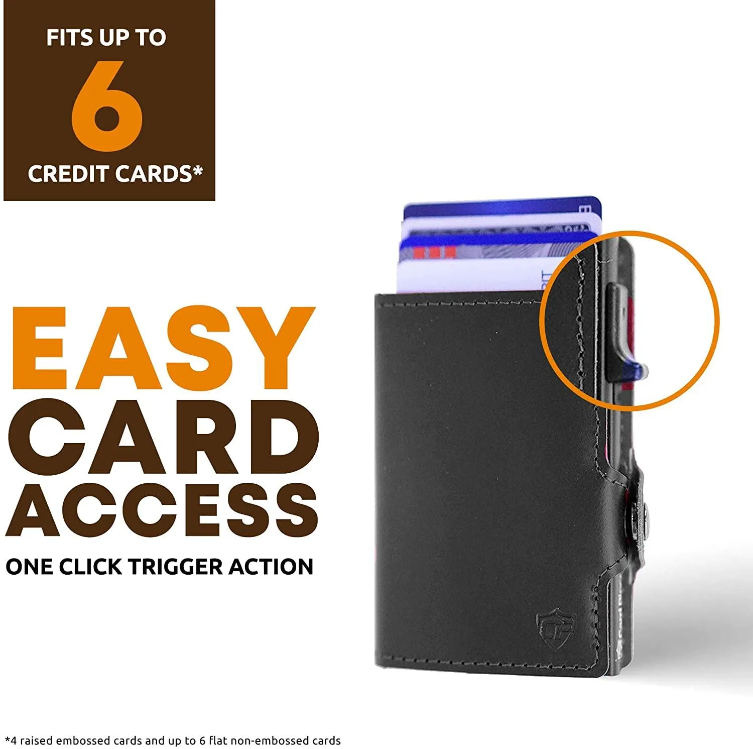 Credit Card Pop Up Wallet RFID Blocking Slim Minimalist Holder (Black Leather)