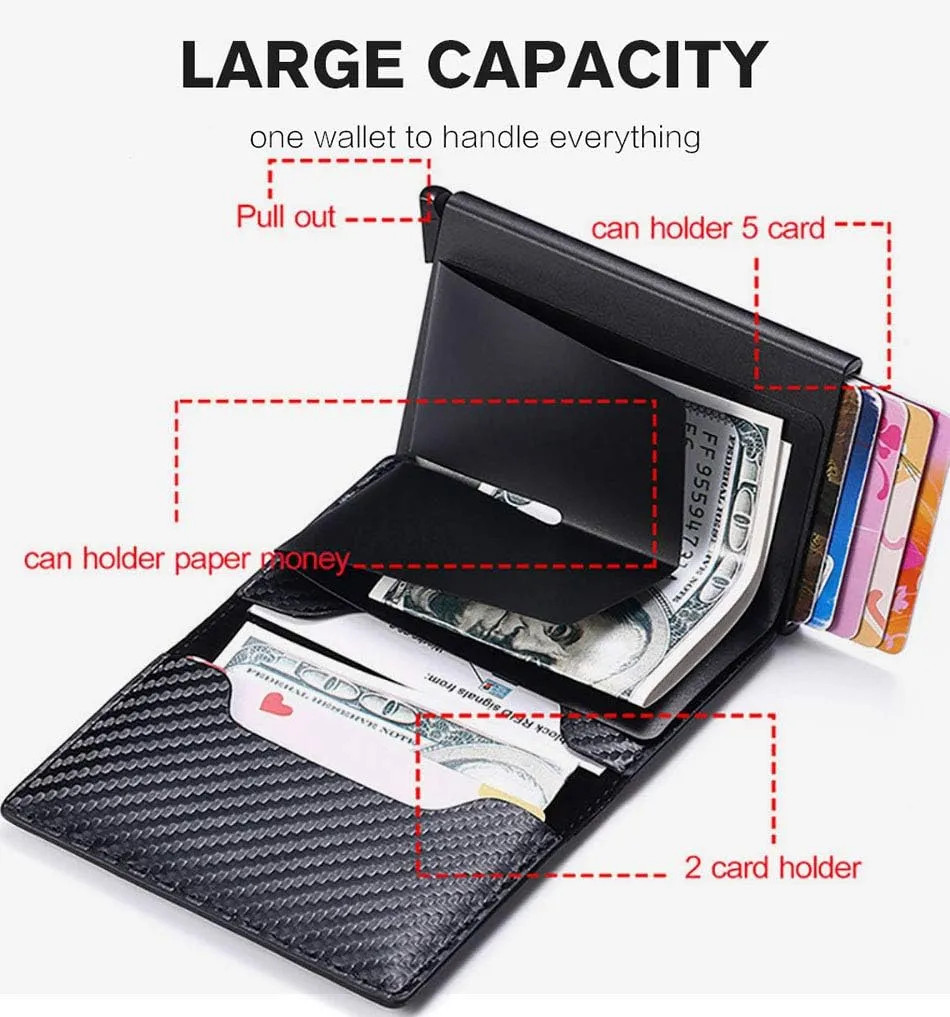 Credit Card Wallet | Best Minimalist Wallet | RFID Blocking Aluminum Card Holder (Custom lettering blue)