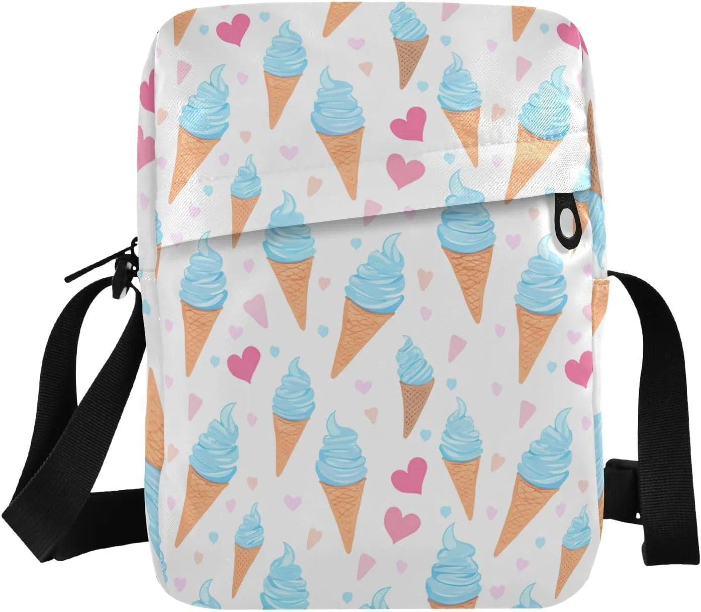 Crossbody Bag Ice Cream Cones Messenger Bag for Women Men Purse Shoulder Bag Satchel Bag with Adjustable Strap 214C1631