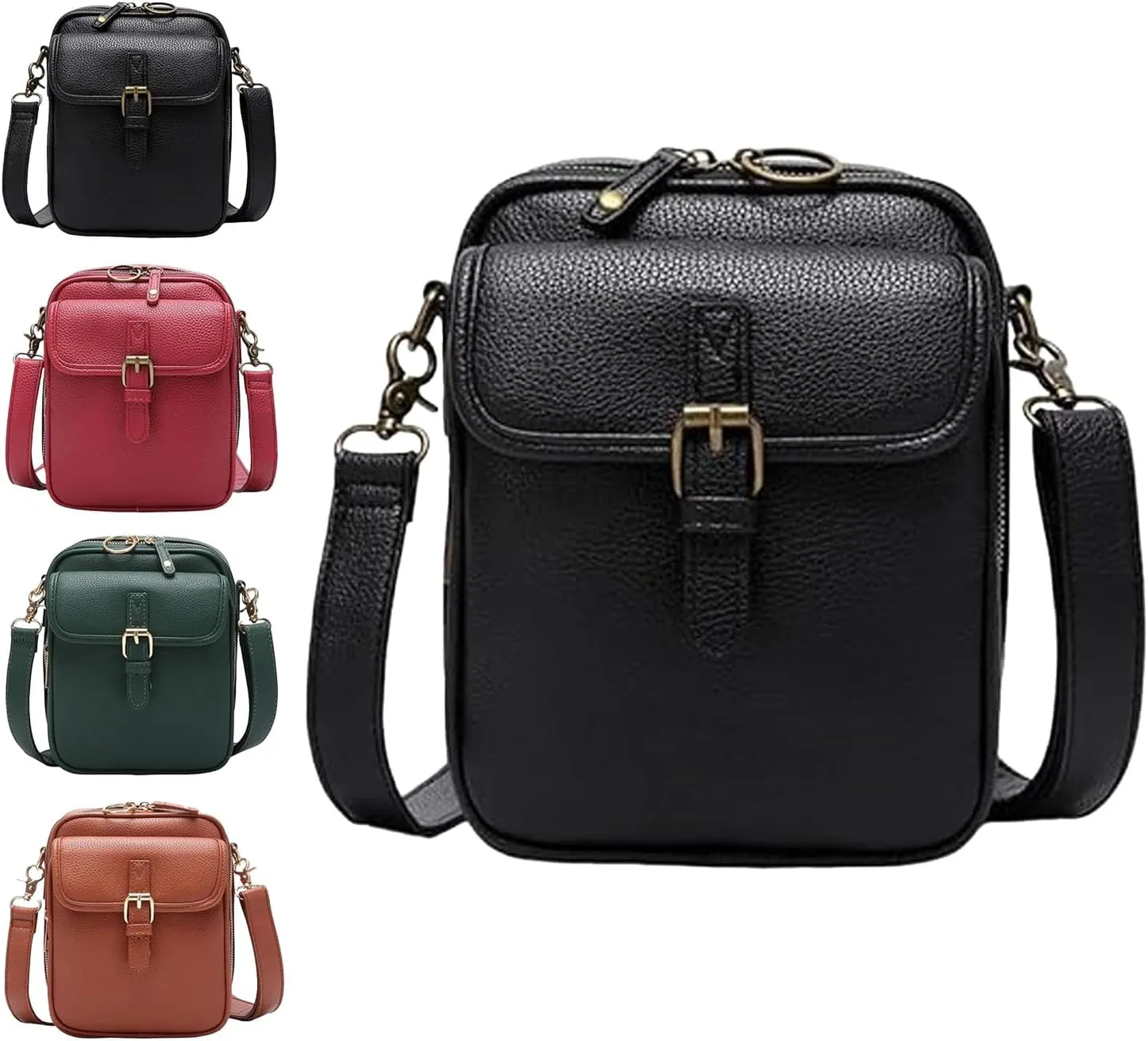 Crossbody Leather Bag, Vintage Large Capacity Messenger Bag with 10 Card Slots