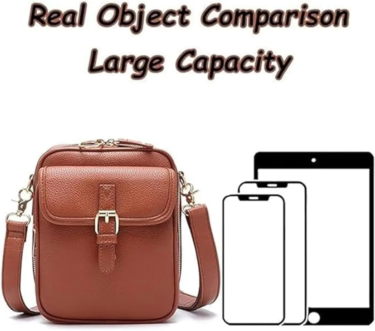 Crossbody Leather Bag, Vintage Large Capacity Messenger Bag with 10 Card Slots