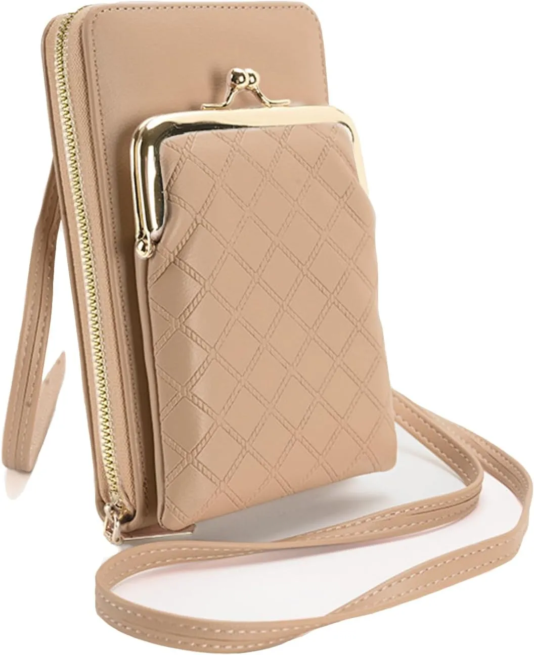 Crossbody Phone Bag, Kiss Lock Shoulder Purse for Women Small Wallet with Credit Card Slots