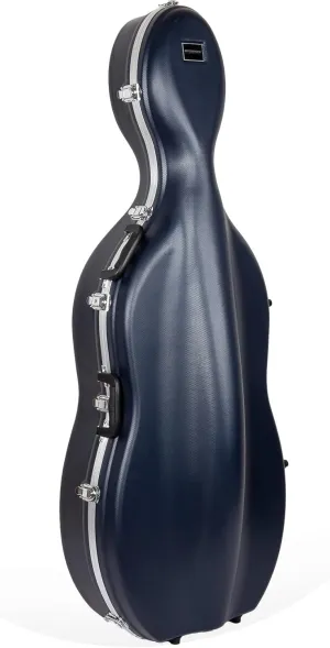 Crossrock Commuter ABS Cello Case for 4/4 & 3/4 | Matte Blue Diamond Shell, Wheels & Backpack Straps – Lightweight Case for Daily Rehearsal & Travel
