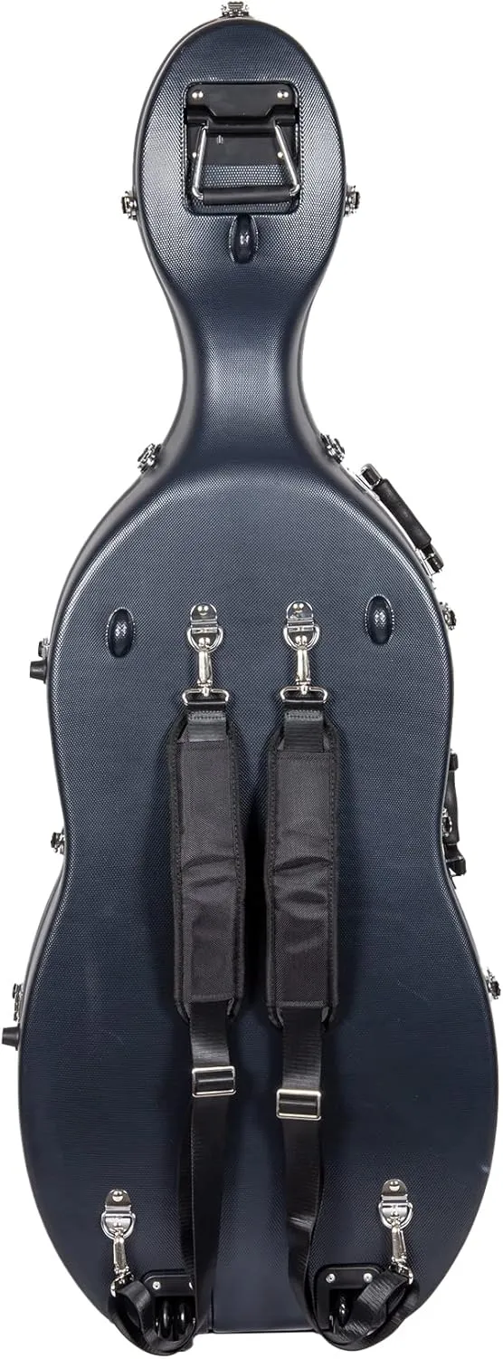Crossrock Commuter ABS Cello Case for 4/4 & 3/4 | Matte Blue Diamond Shell, Wheels & Backpack Straps – Lightweight Case for Daily Rehearsal & Travel
