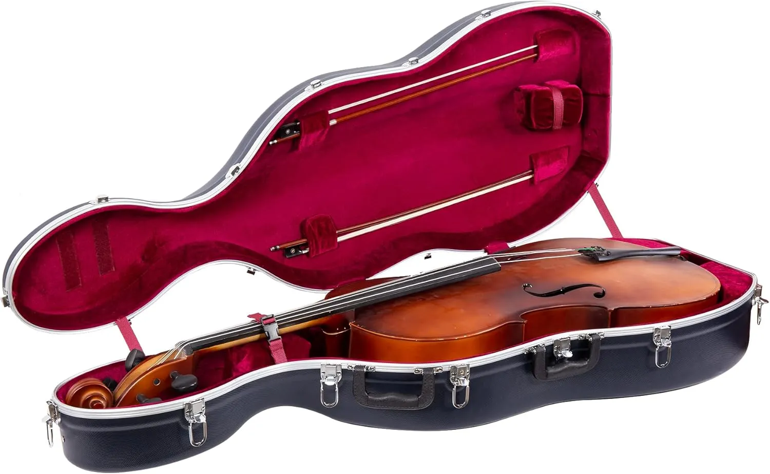 Crossrock Commuter ABS Cello Case for 4/4 & 3/4 | Matte Blue Diamond Shell, Wheels & Backpack Straps – Lightweight Case for Daily Rehearsal & Travel