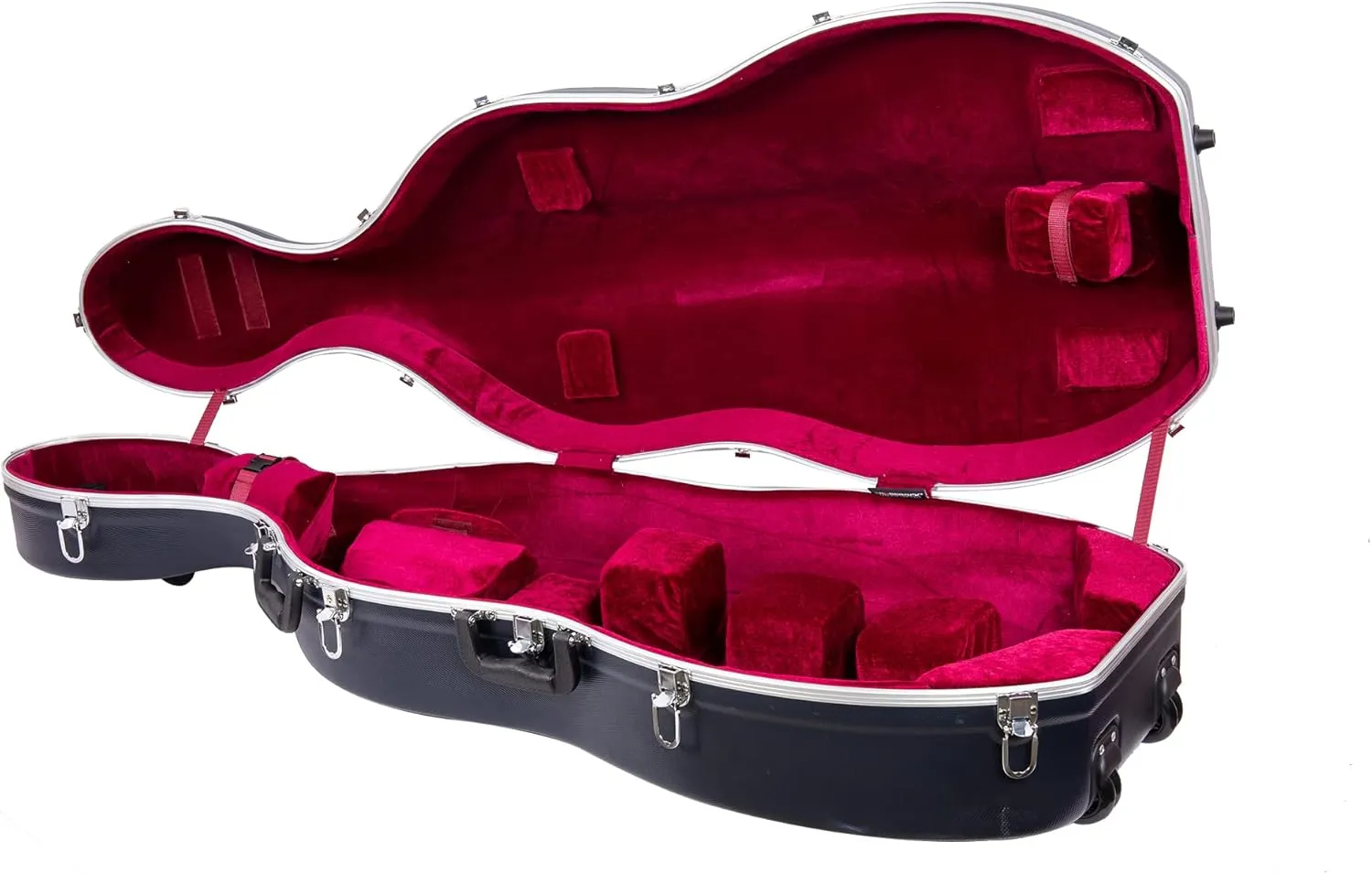 Crossrock Commuter ABS Cello Case for 4/4 & 3/4 | Matte Blue Diamond Shell, Wheels & Backpack Straps – Lightweight Case for Daily Rehearsal & Travel
