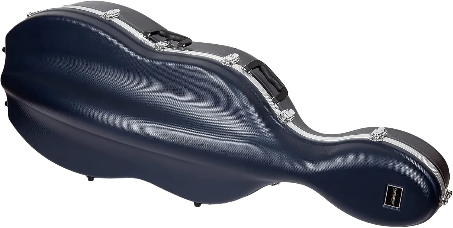 Crossrock Commuter ABS Cello Case for 4/4 & 3/4 | Matte Blue Diamond Shell, Wheels & Backpack Straps – Lightweight Case for Daily Rehearsal & Travel