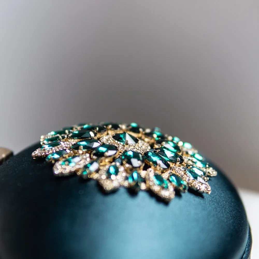 Crystal Flower Oval Shaped Clutch