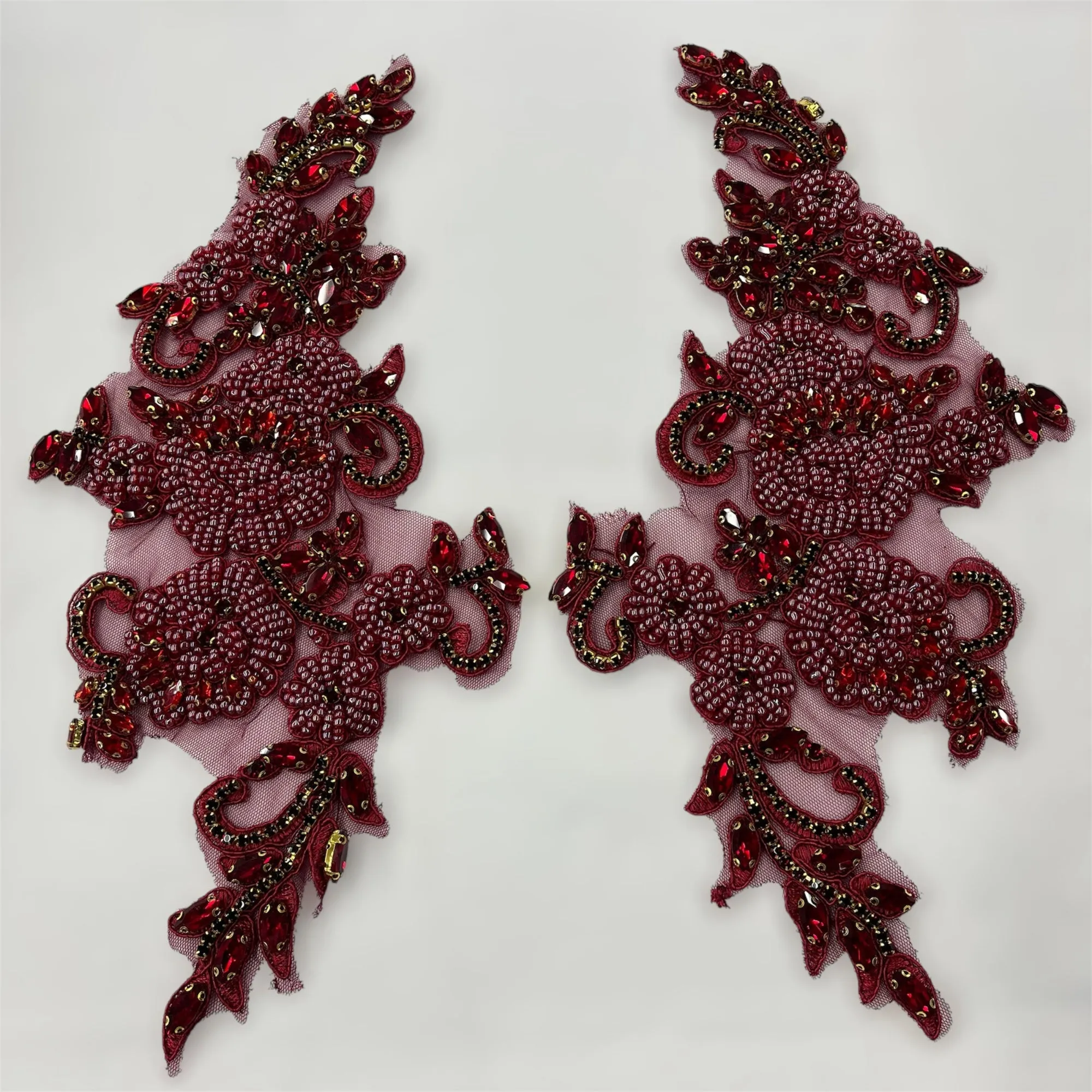Crystal Rhinestone Applique Embroidered on 100% Polyester | Lace USA - GD-R805