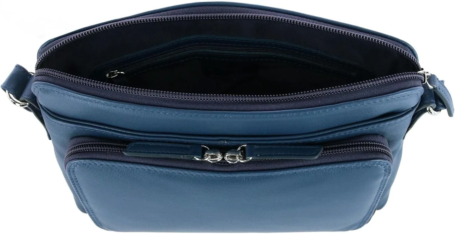 CTM® Women's Leather Shoulder Bag Purse with Side Organizer