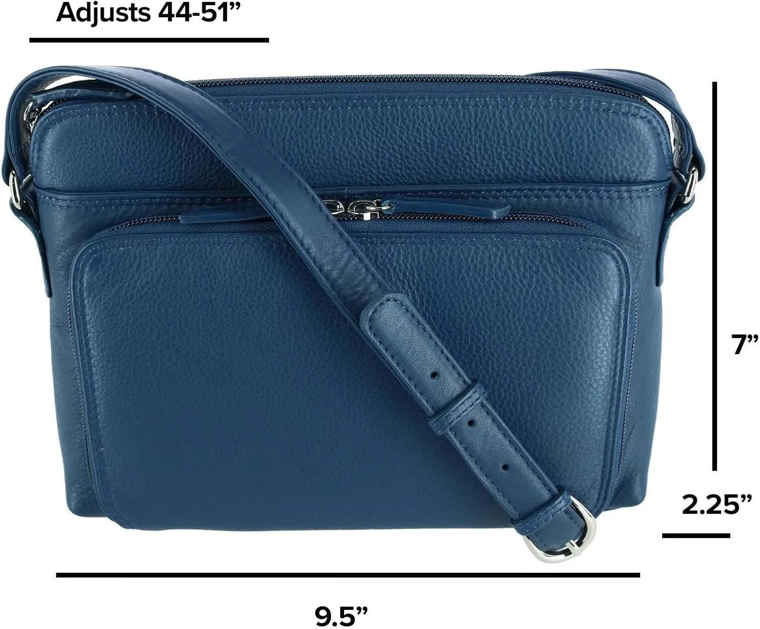 CTM® Women's Leather Shoulder Bag Purse with Side Organizer