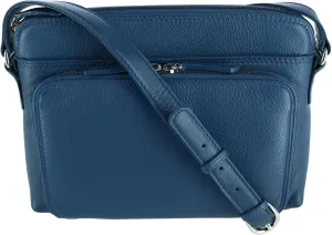 CTM® Women's Leather Shoulder Bag Purse with Side Organizer