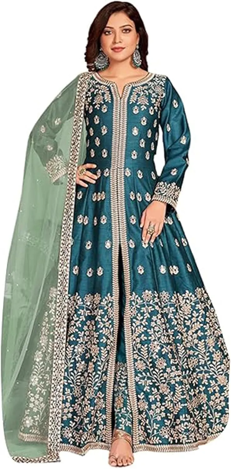 Cultural Wear Slit Anarkali Gown Suits Stitched Indian Pakistani Style Salwar Kameez Suits