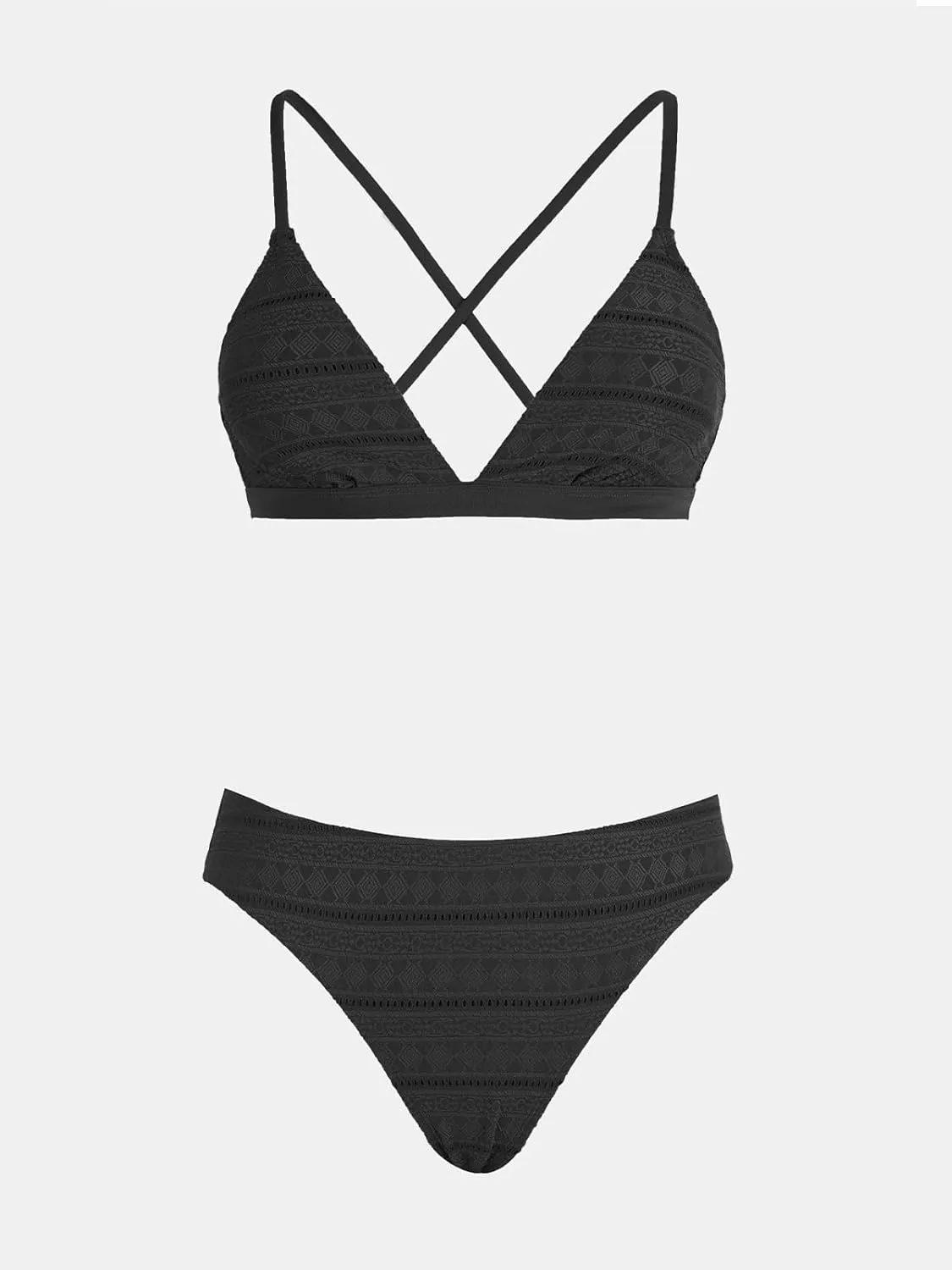 CUPSHE Bikini Set for Women Two Piece Swimsuits V Neck Low Rise Crisscross Back Self Tie Spaghetti Straps