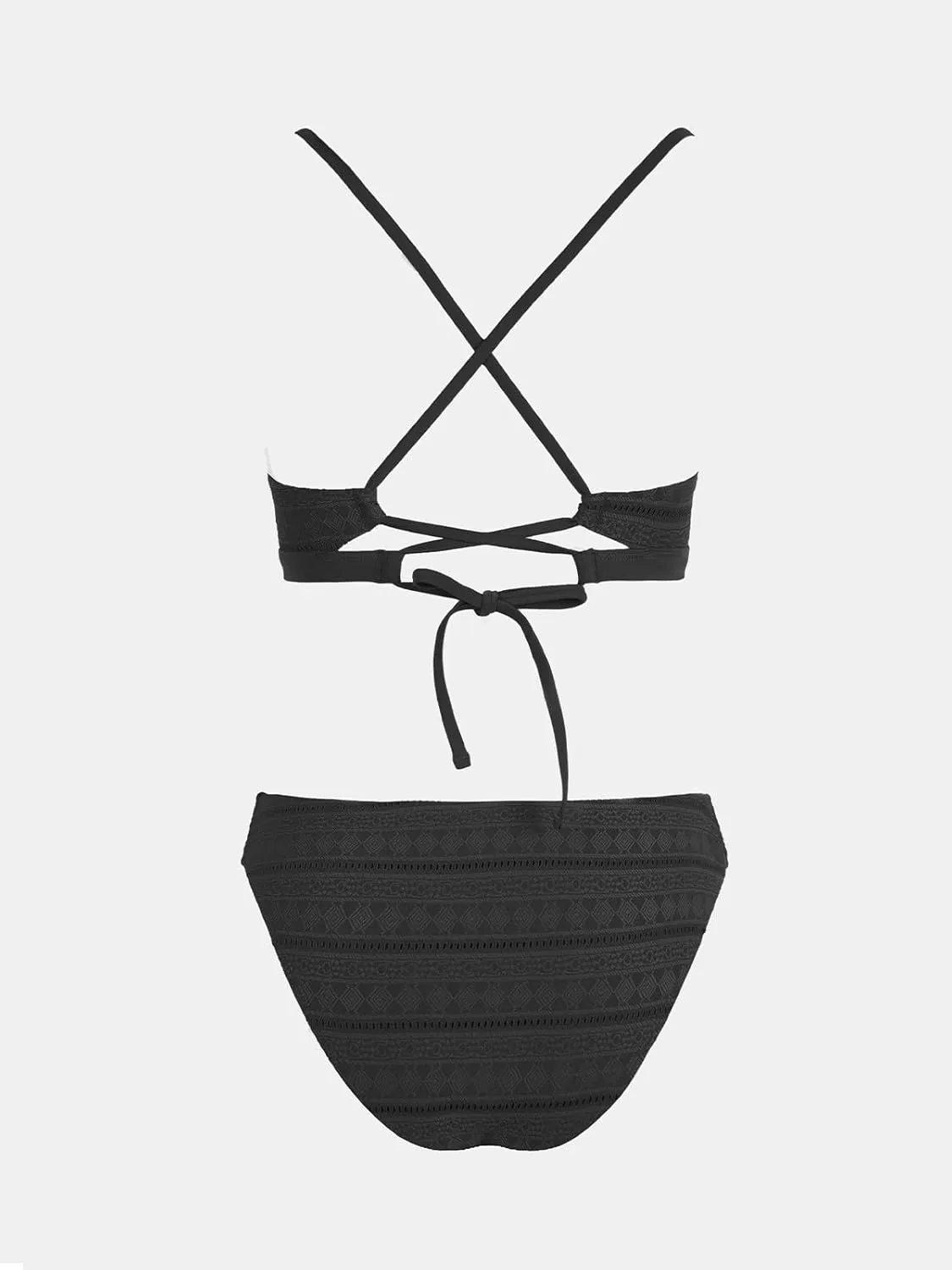 CUPSHE Bikini Set for Women Two Piece Swimsuits V Neck Low Rise Crisscross Back Self Tie Spaghetti Straps