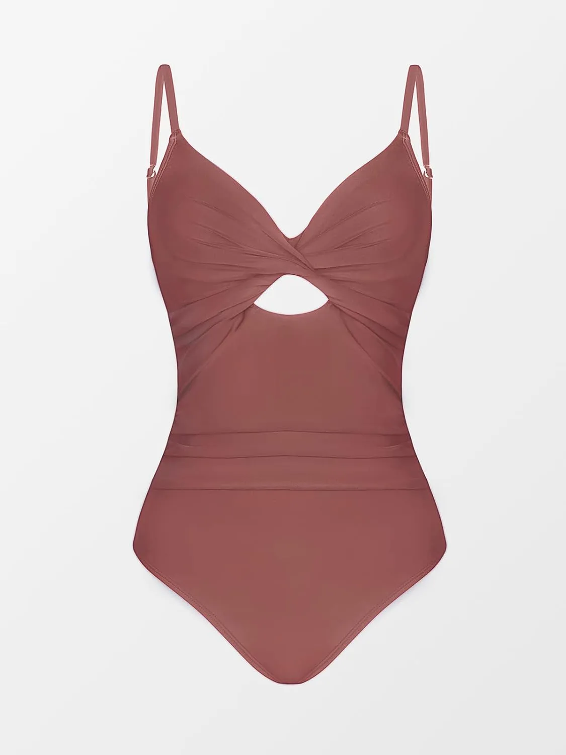 CUPSHE One Piece Swimsuit for Women Bathing Suits Twist Front Cutout Adjustable Straps Ruched Swimwear