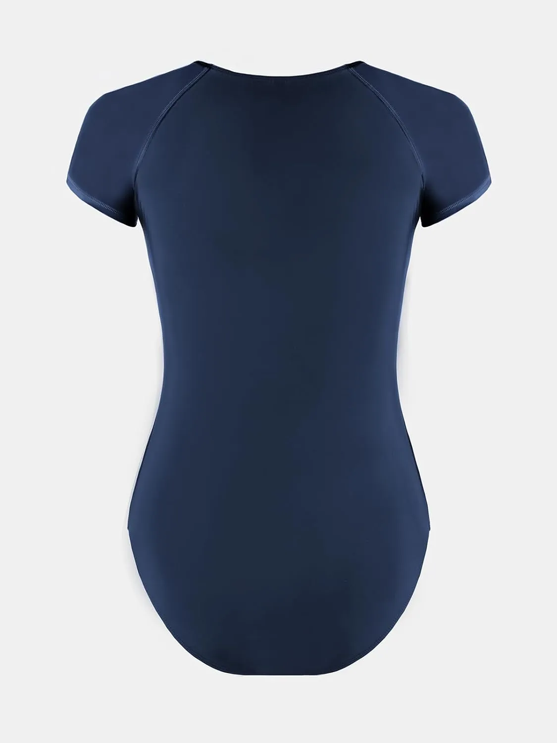 CUPSHE One Piece Swimsuit for Women Mock Neck Zipper Short Sleeve Bathing Suit
