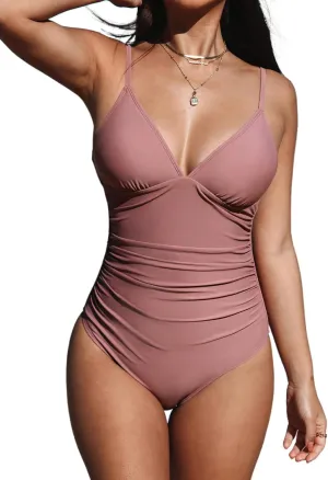 CUPSHE Women's One Piece Swimsuit Tummy Control V Neck Bathing Suits