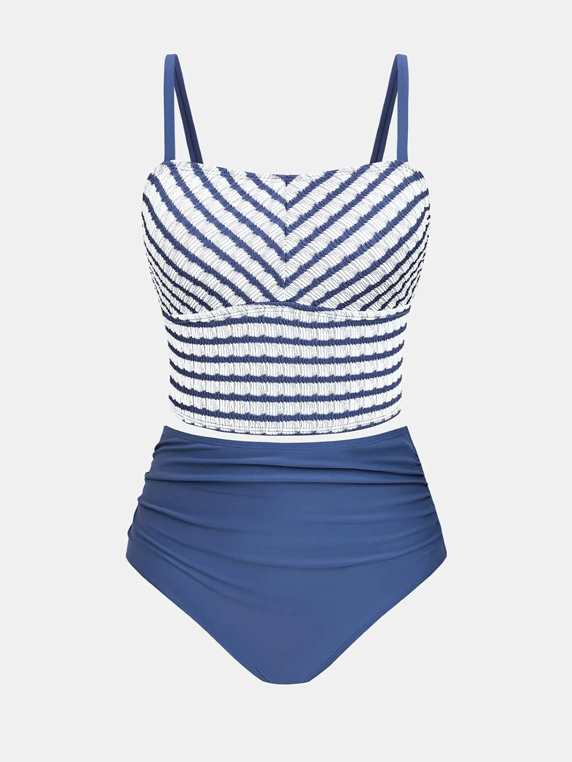 CUPSHE Women's Tankini Sets Square Neck Elastic High Waisted Two Piece Bathing Suits Adjustable Straps Swimwear