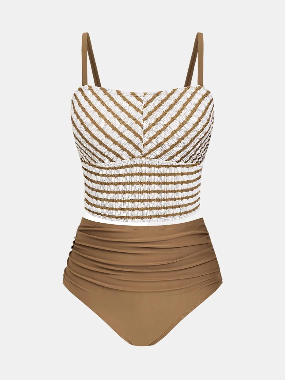 CUPSHE Women's Tankini Sets Square Neck Elastic High Waisted Two Piece Bathing Suits Adjustable Straps Swimwear