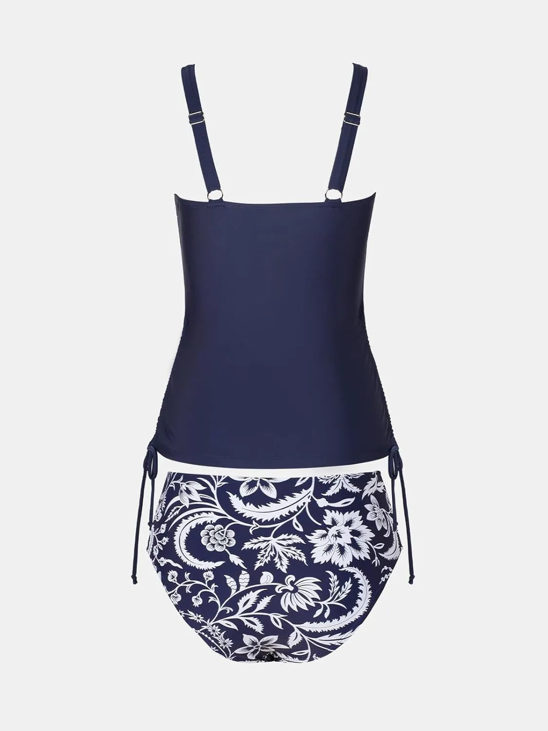 CUPSHE Women's Tankini Sets Square Neck High Waisted Two Piece Bathing Suits Adjustable Straps Drawstring Swimwear